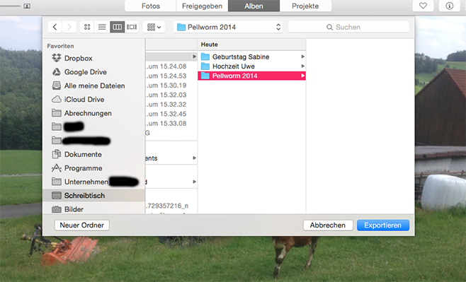 Um Ihre Bilder aus "Fotos" zu exportieren, müsen Sie lediglich diese Schritte vornehmen. Gespeichert in einem manuell angelegten Ordner geraten sie sicher nie wieder in die Gefahr, updatebedingt durcheinanderzugeraten.