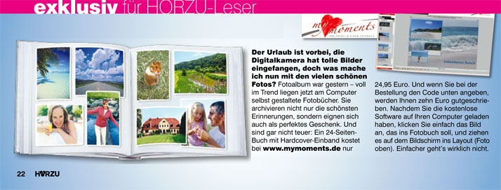 H�r Zu empfiehlt seinen Lesern my moments Fotob�cher in der Ausgabe 35/2008